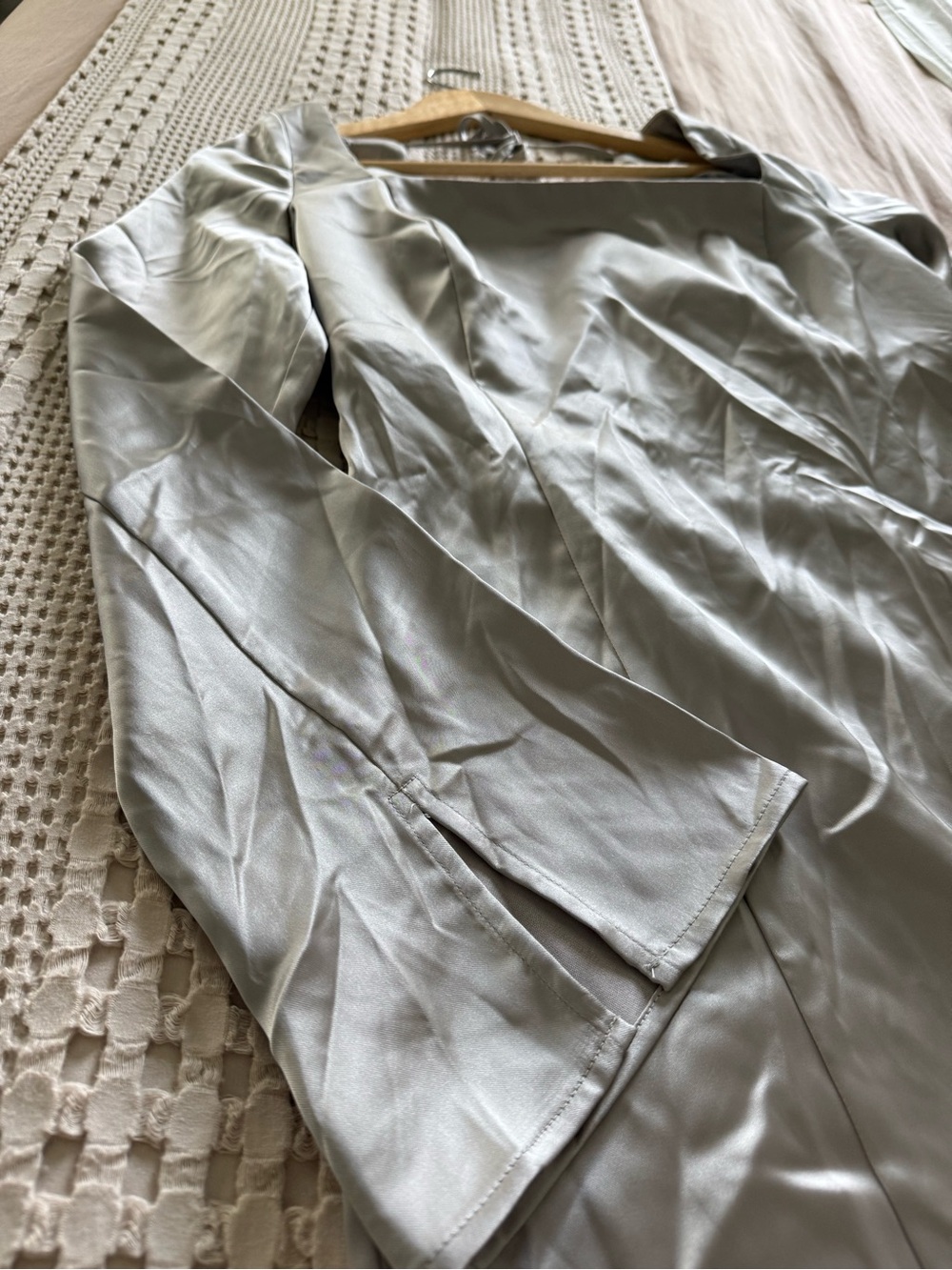 NEW wild fable Silver Satin Square-Neck Mini Dress Size M - Picture 2 of 4